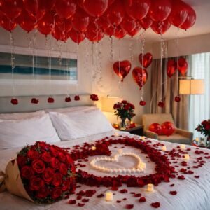 Happy Birthday Room Decoration – Romantic Red Setup