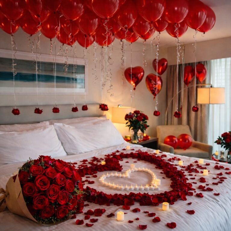 Happy Birthday Room Decoration – Romantic Red Setup