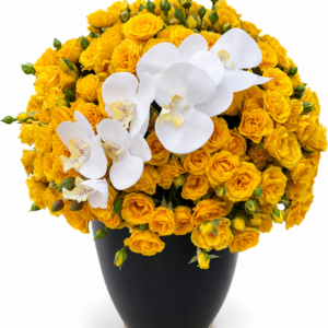 Golden Roses and Orchids Arrangement